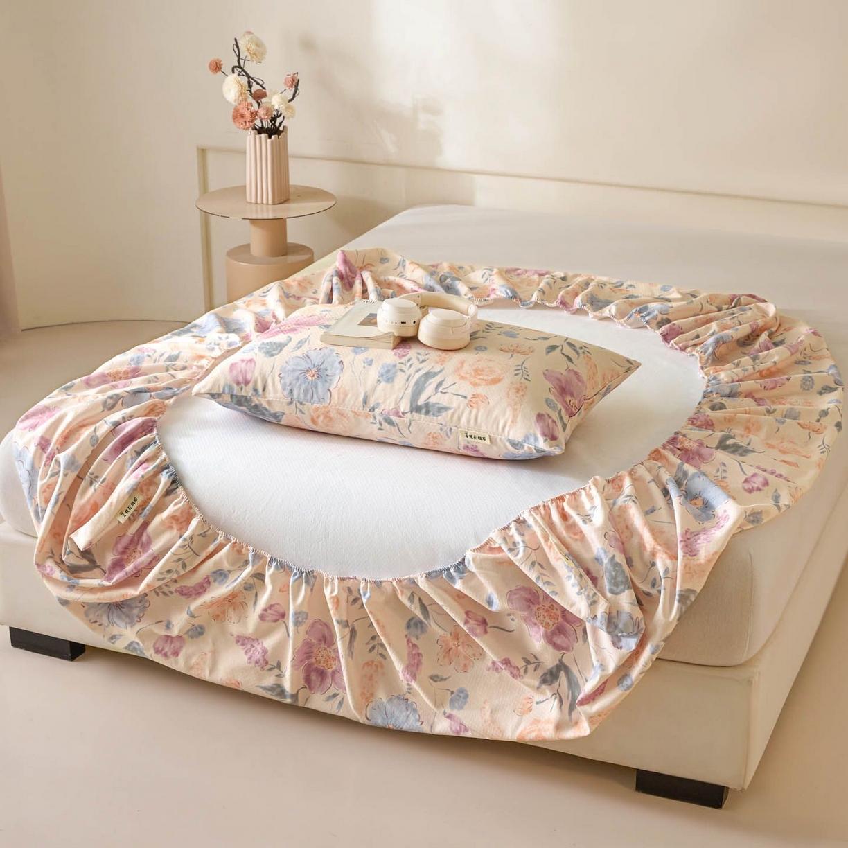 91家纺网 家纺一手货源 找家纺 涵宸家纺 2026新款全棉提花老粗布-单枕套 枕套-紫晴空