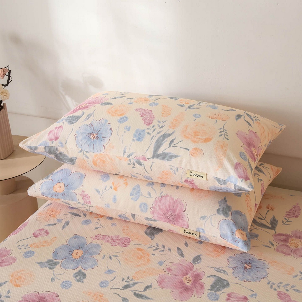 91家纺网 家纺一手货源 找家纺 涵宸家纺 2026新款全棉提花老粗布-单枕套 枕套-紫晴空