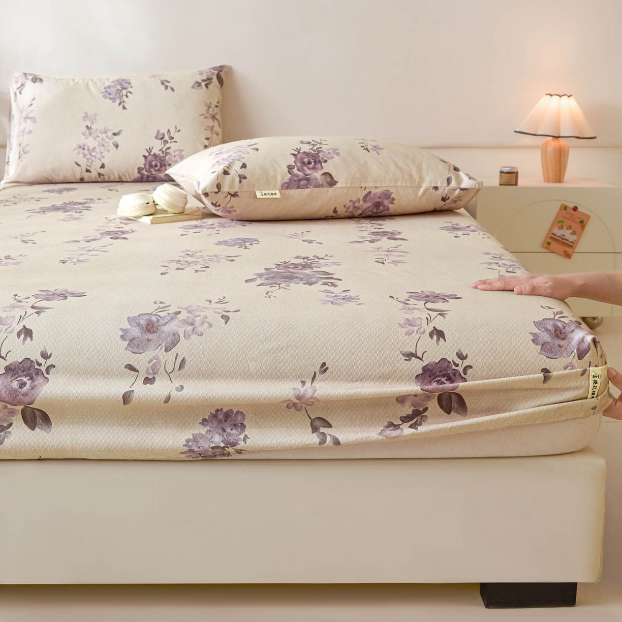 91家纺网 家纺一手货源 找家纺 涵宸家纺 2026新款全棉提花老粗布-单枕套 枕套-紫色花语