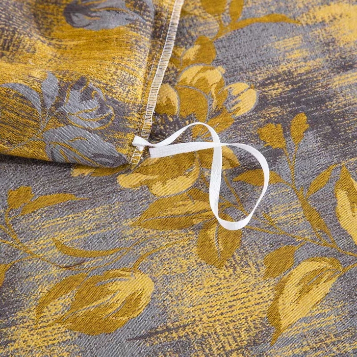 91家纺网 家纺一手货源 找家纺 （总）双层纱家居 2025新款全棉纯棉色织提花双层纱纽扣款四件套-花韵影