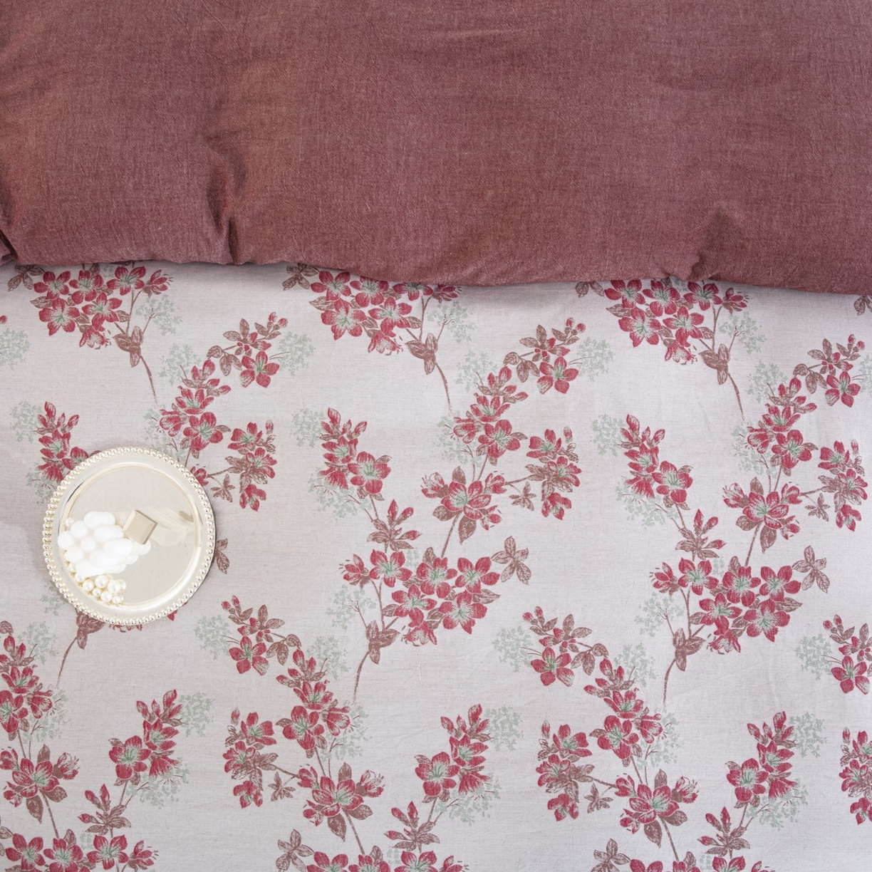 91家纺网 家纺一手货源 找家纺 双层纱家居 2025新款临江仙-粉全棉纯棉色织提花纽扣款四件套 临江仙-粉