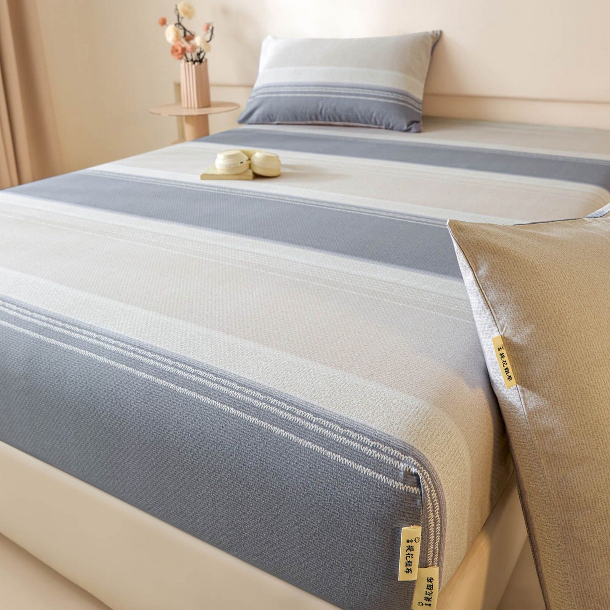 91家纺网 家纺一手货源 找家纺 涵宸家纺 2026新款全棉提花老粗布-单床笠 床笠-北欧风光