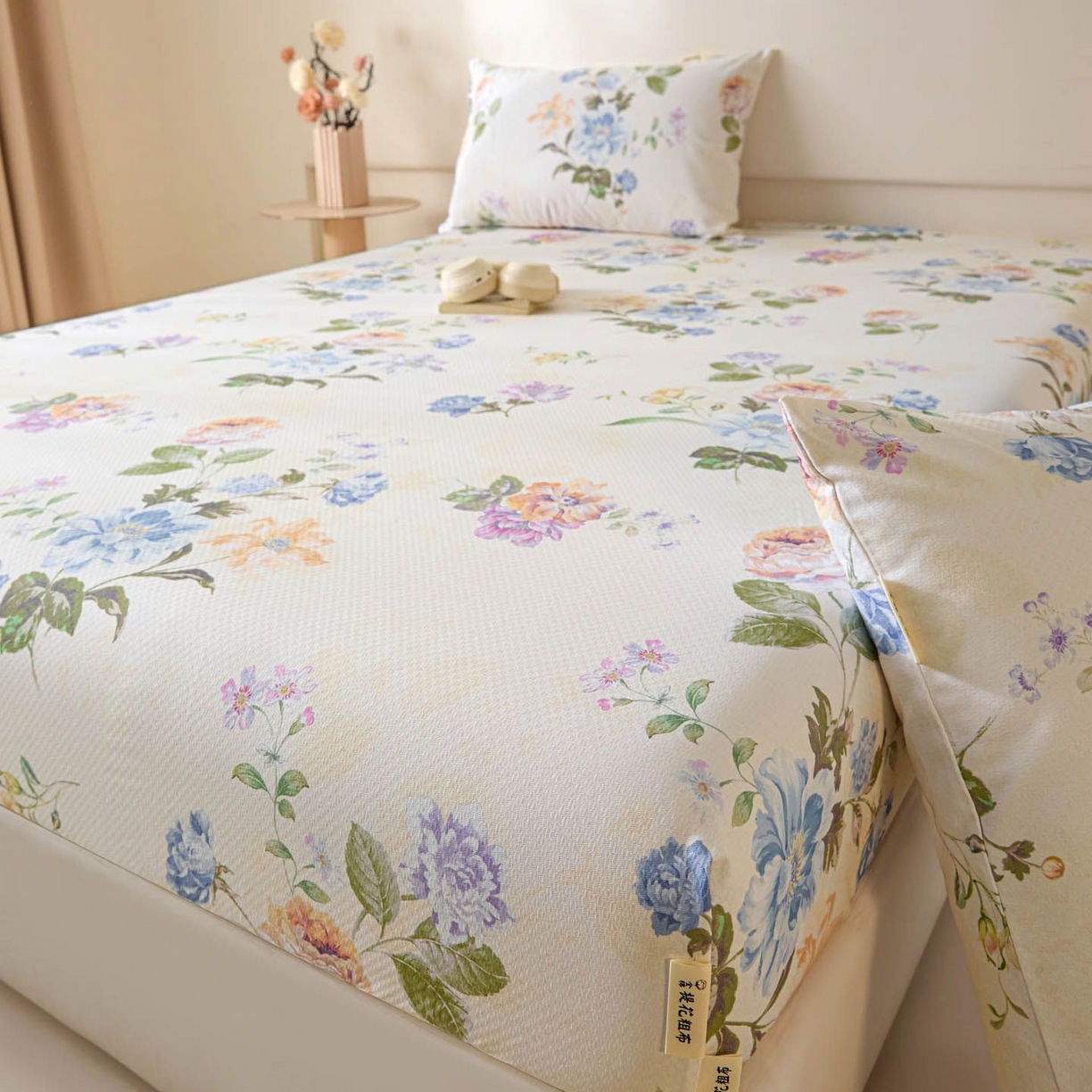 91家纺网 家纺一手货源 找家纺 涵宸家纺 2026新款全棉提花老粗布-单床笠 床笠-彩花语