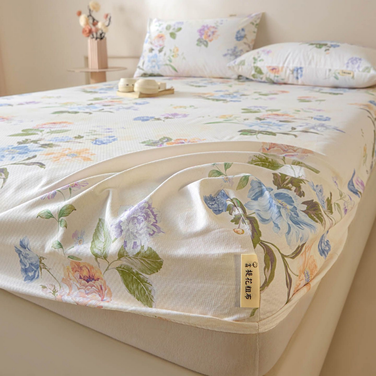 91家纺网 家纺一手货源 找家纺 涵宸家纺 2026新款全棉提花老粗布-单床笠 床笠-彩花语