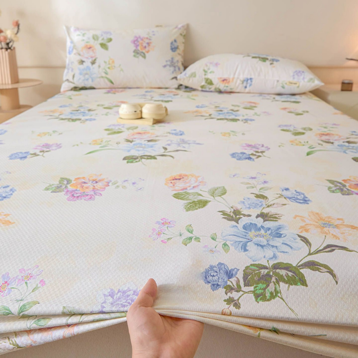 91家纺网 家纺一手货源 找家纺 涵宸家纺 2026新款全棉提花老粗布-单床笠 床笠-彩花语