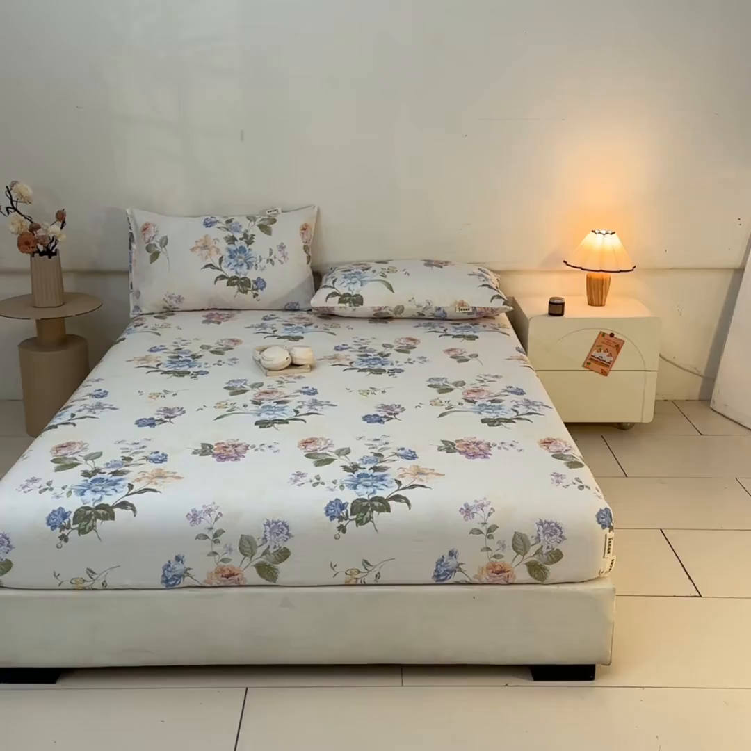 91家纺网 家纺一手货源 找家纺 涵宸家纺 2026新款全棉提花老粗布-单床笠 床笠-彩花语