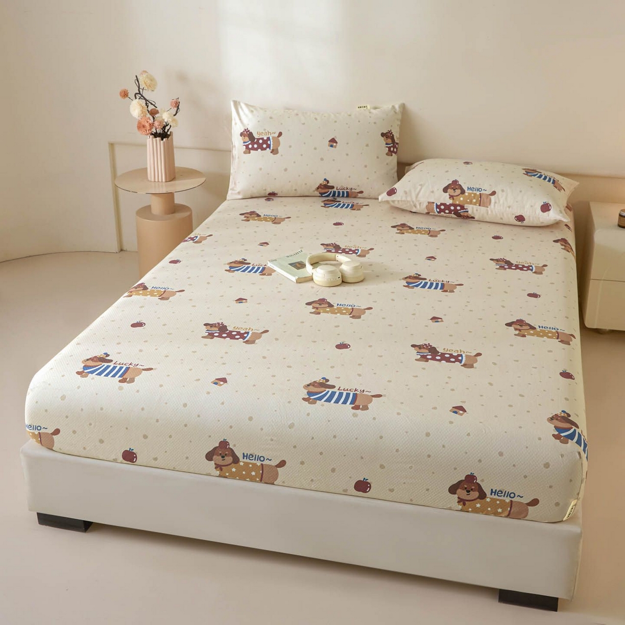 91家纺网 家纺一手货源 找家纺 涵宸家纺 2026新款全棉提花老粗布-单床笠 床笠-彩运