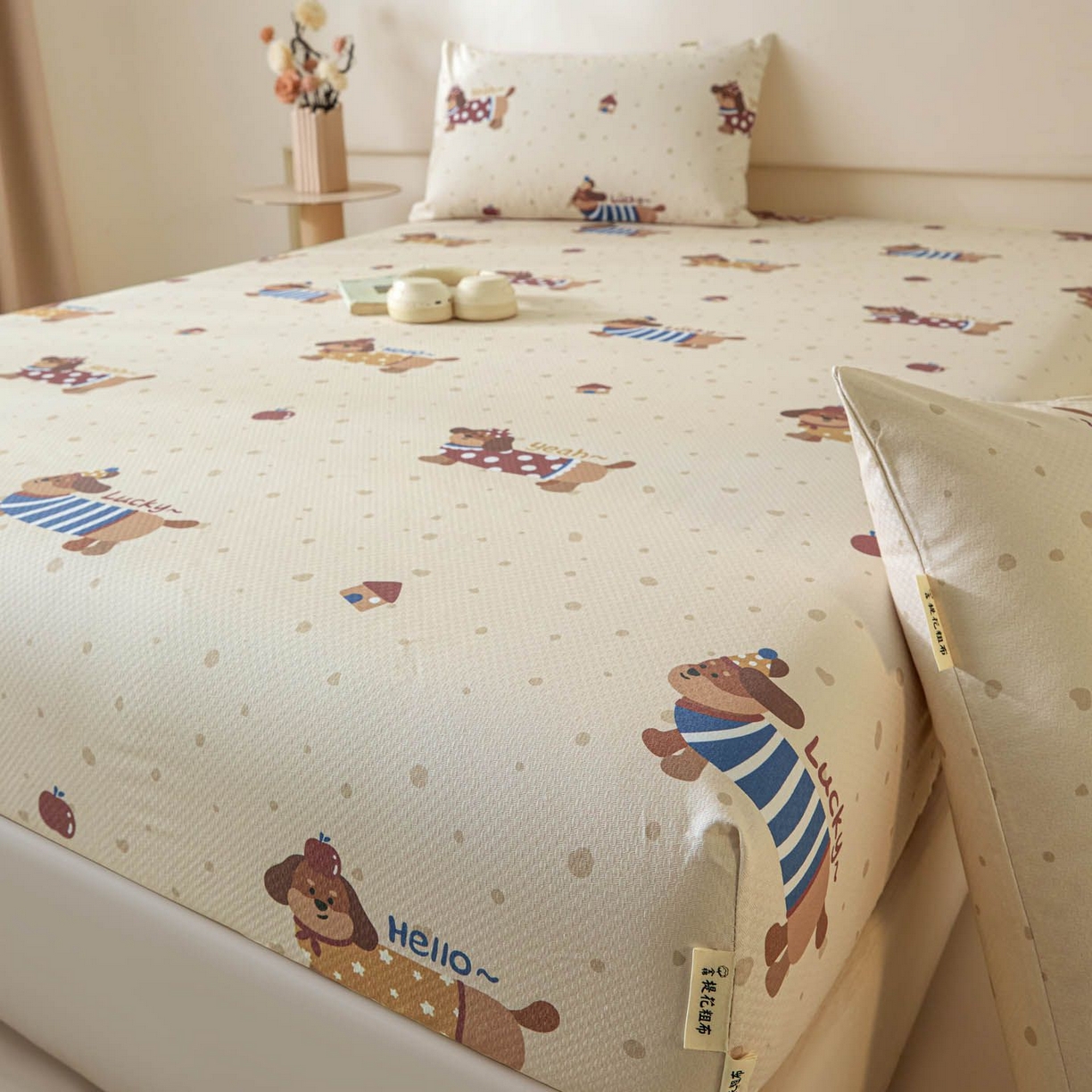 91家纺网 家纺一手货源 找家纺 涵宸家纺 2026新款全棉提花老粗布-单床笠 床笠-彩运