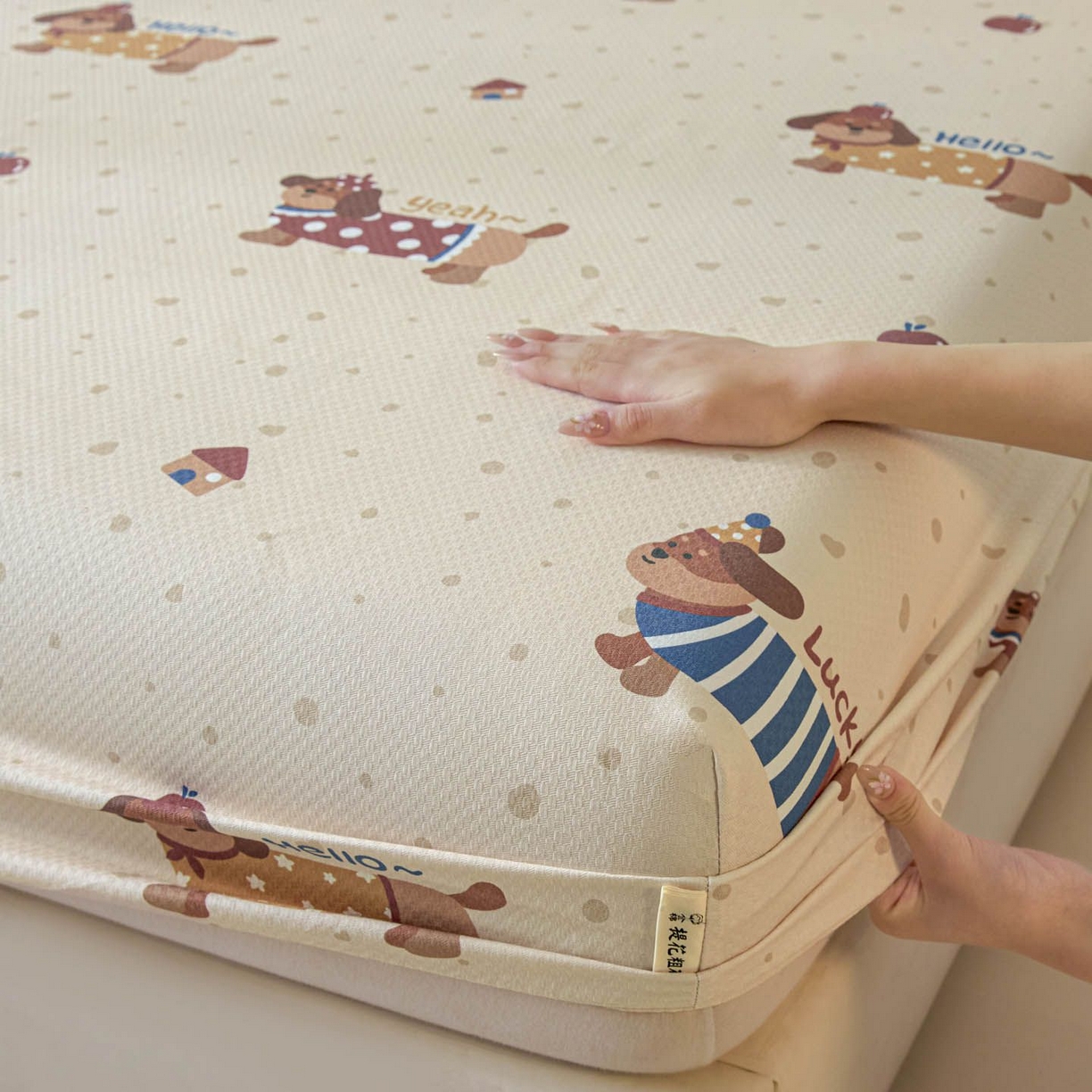 91家纺网 家纺一手货源 找家纺 涵宸家纺 2026新款全棉提花老粗布-单床笠 床笠-彩运