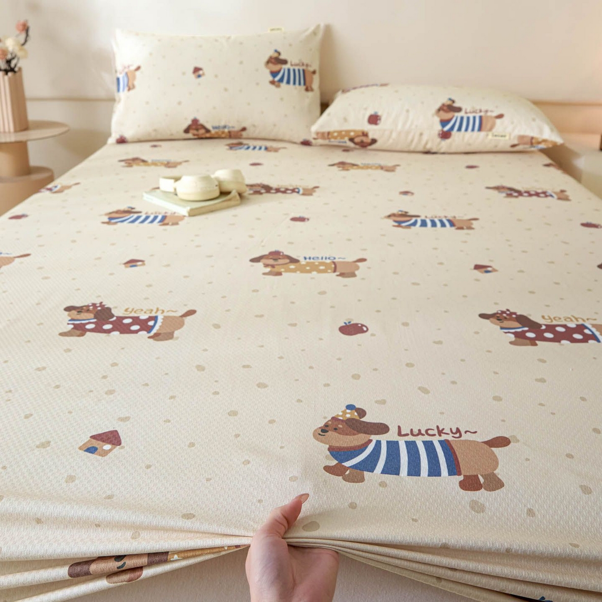 91家纺网 家纺一手货源 找家纺 涵宸家纺 2026新款全棉提花老粗布-单床笠 床笠-彩运