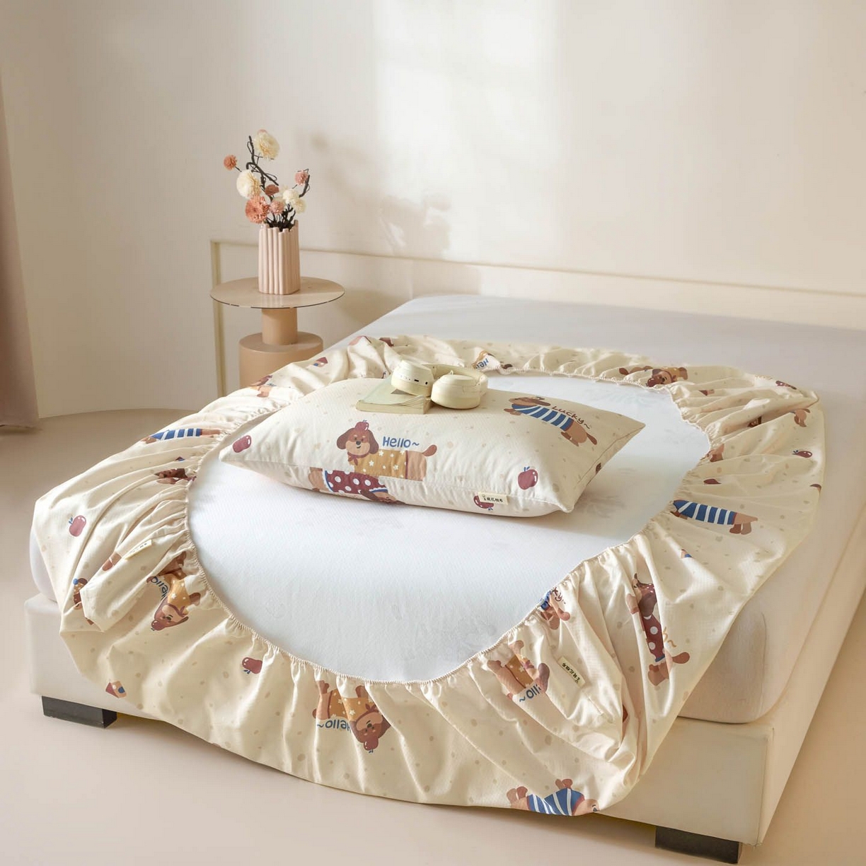 91家纺网 家纺一手货源 找家纺 涵宸家纺 2026新款全棉提花老粗布-单床笠 床笠-彩运