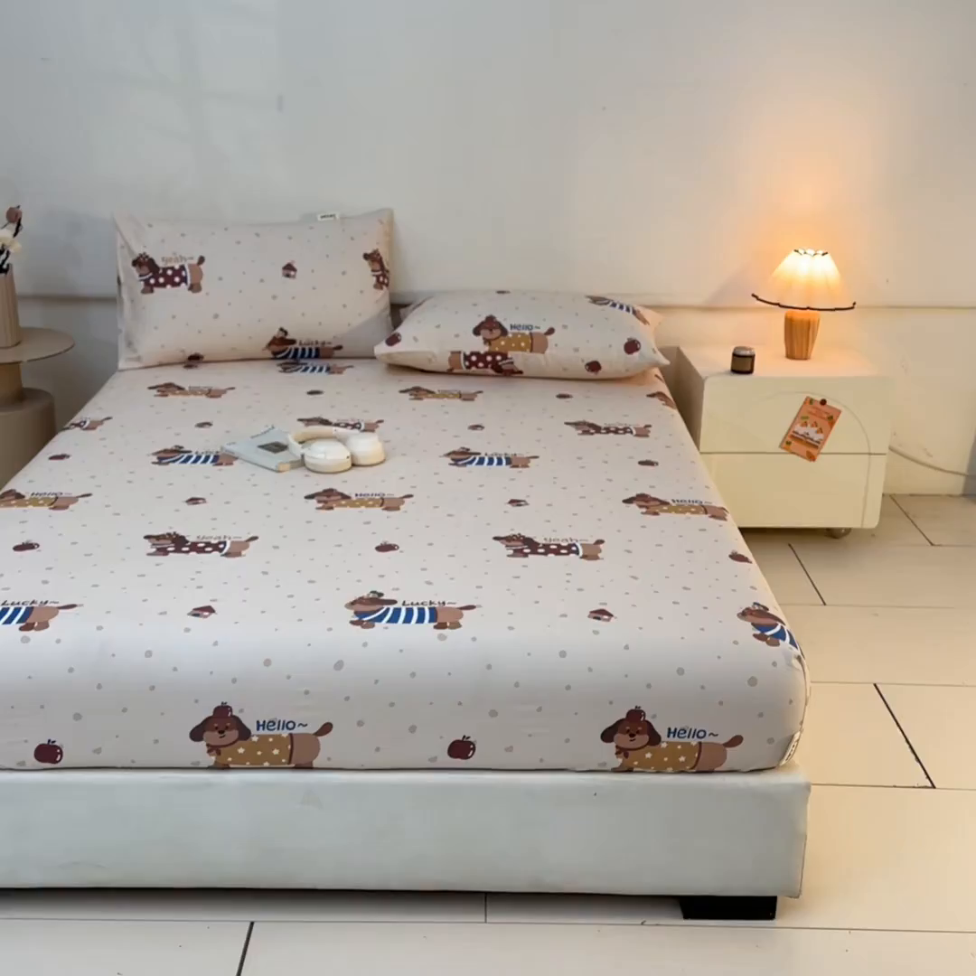 91家纺网 家纺一手货源 找家纺 涵宸家纺 2026新款全棉提花老粗布-单床笠 床笠-彩运