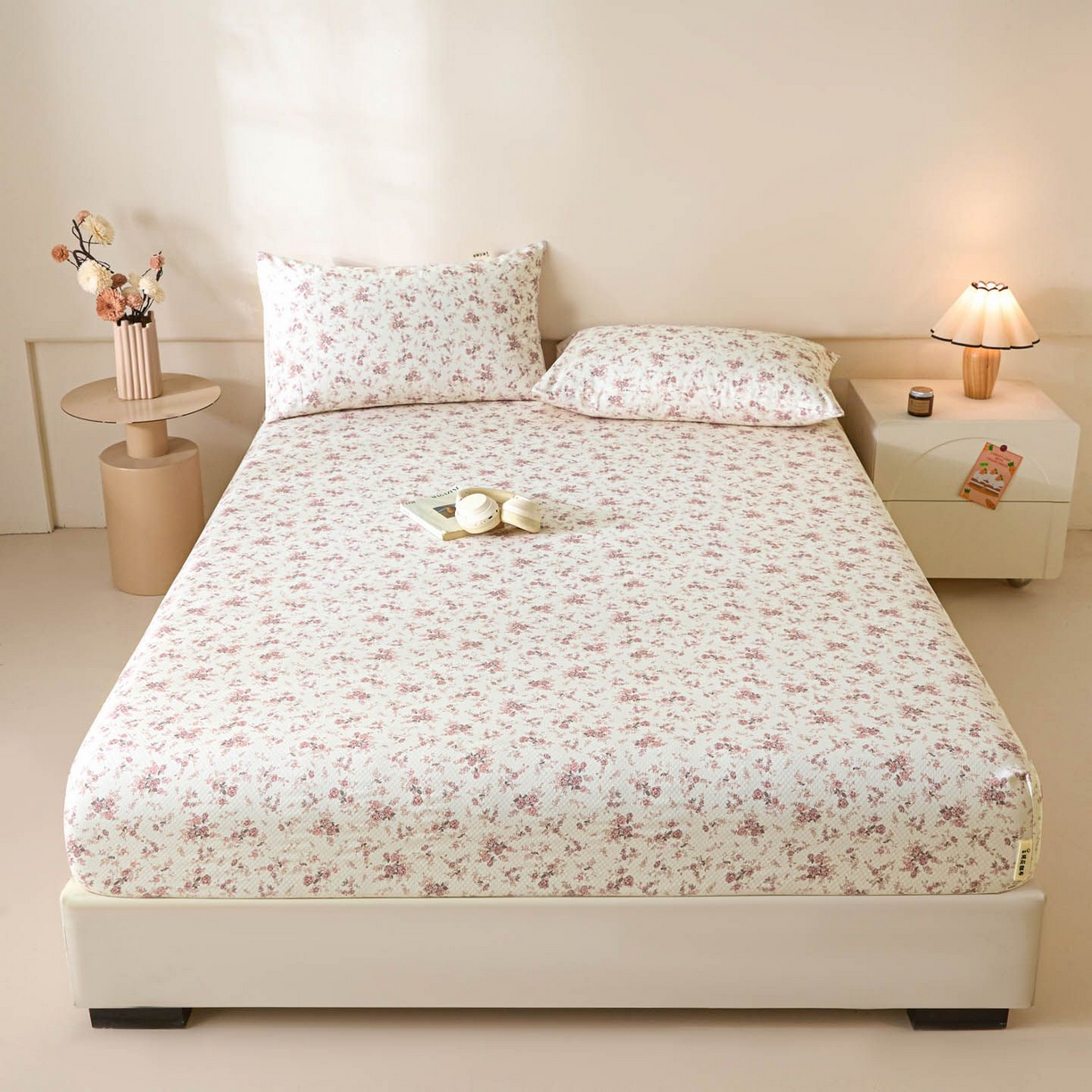 91家纺网 家纺一手货源 找家纺 涵宸家纺 2026新款全棉提花老粗布-单床笠 床笠-粉色恋人