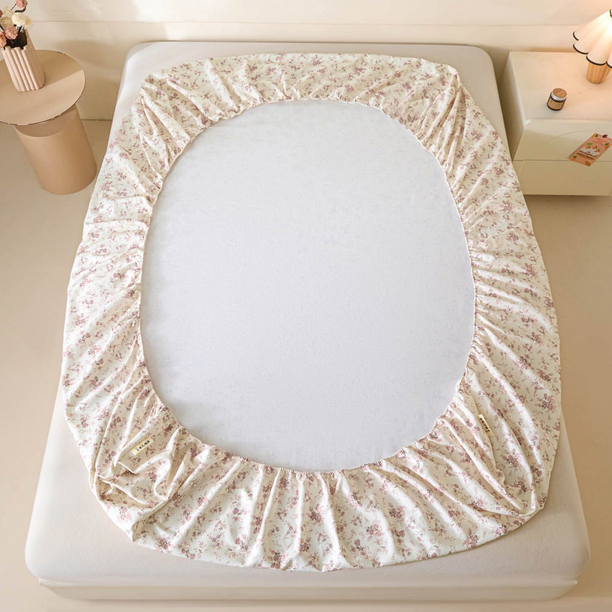 91家纺网 家纺一手货源 找家纺 涵宸家纺 2026新款全棉提花老粗布-单床笠 床笠-粉色恋人