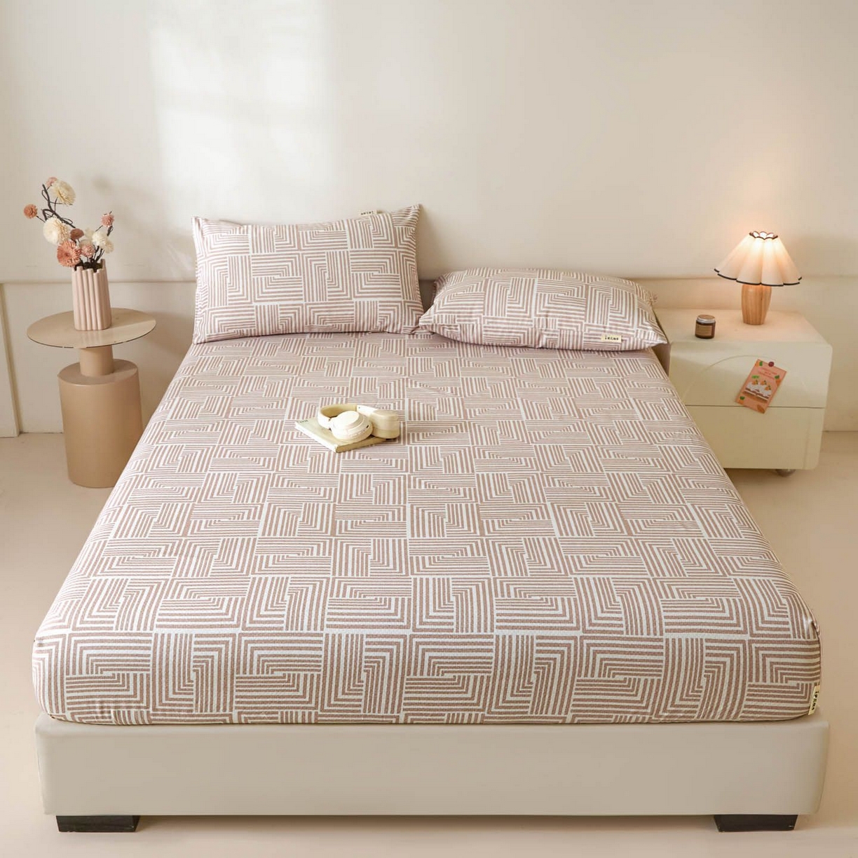 91家纺网 家纺一手货源 找家纺 涵宸家纺 2026新款全棉提花老粗布-单床笠 床笠-格序