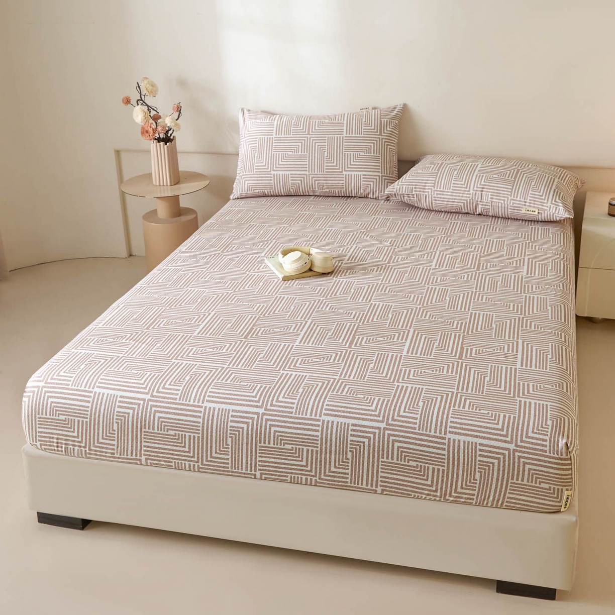 91家纺网 家纺一手货源 找家纺 涵宸家纺 2026新款全棉提花老粗布-单床笠 床笠-格序