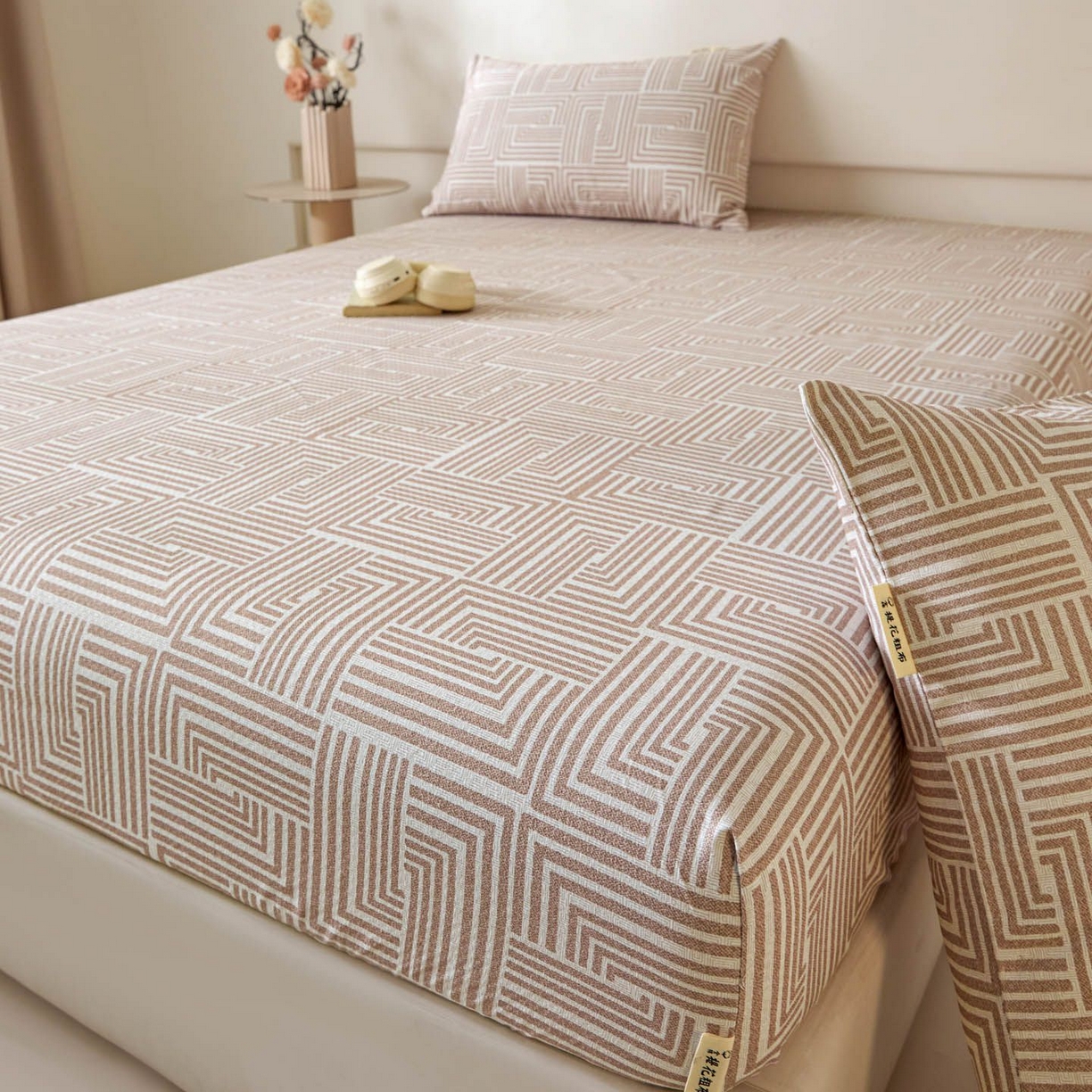 91家纺网 家纺一手货源 找家纺 涵宸家纺 2026新款全棉提花老粗布-单床笠 床笠-格序