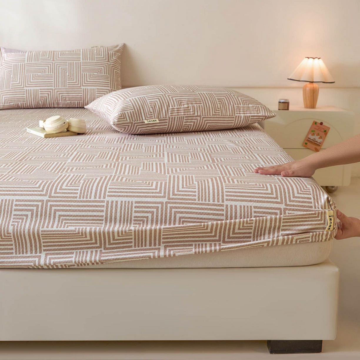 91家纺网 家纺一手货源 找家纺 涵宸家纺 2026新款全棉提花老粗布-单床笠 床笠-格序