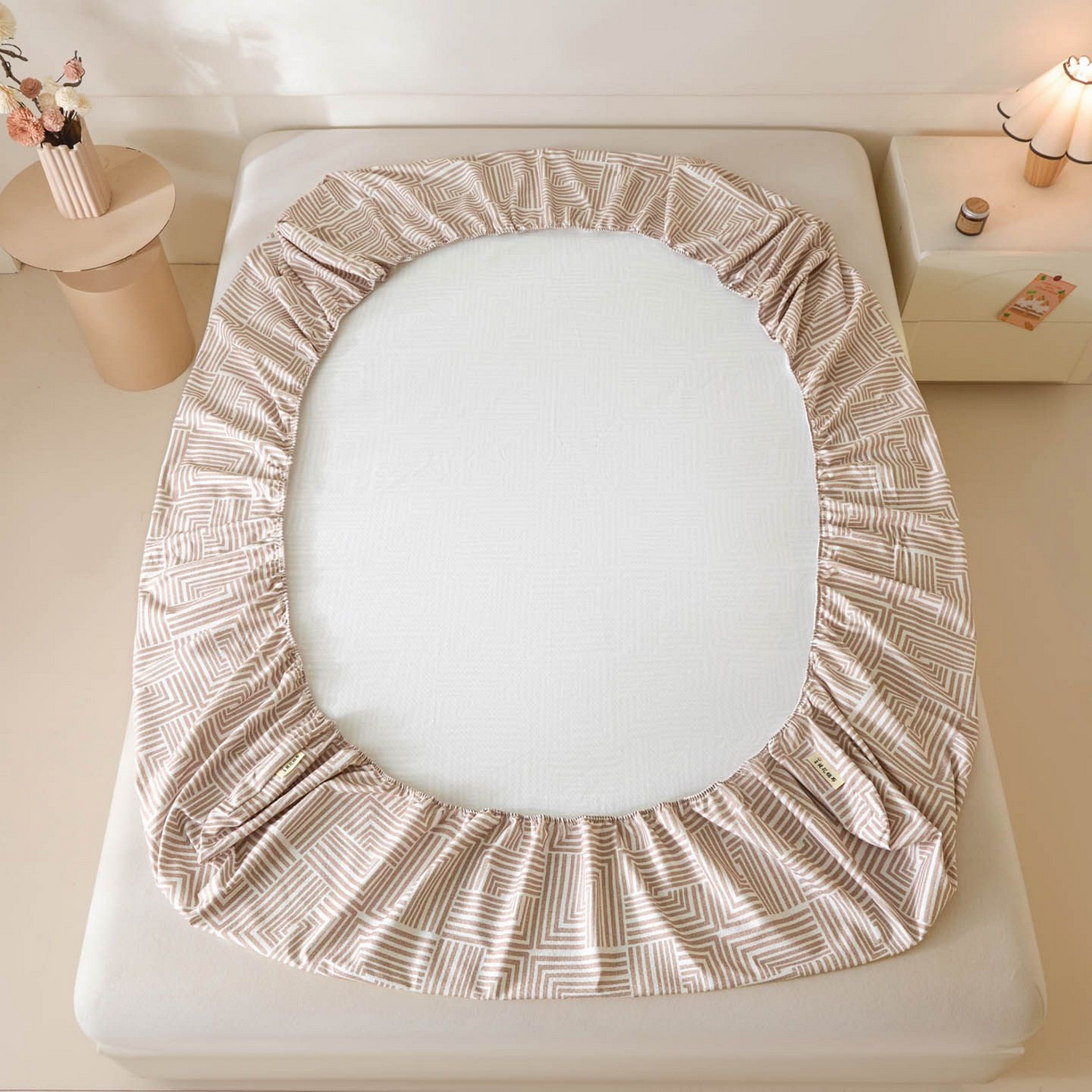 91家纺网 家纺一手货源 找家纺 涵宸家纺 2026新款全棉提花老粗布-单床笠 床笠-格序