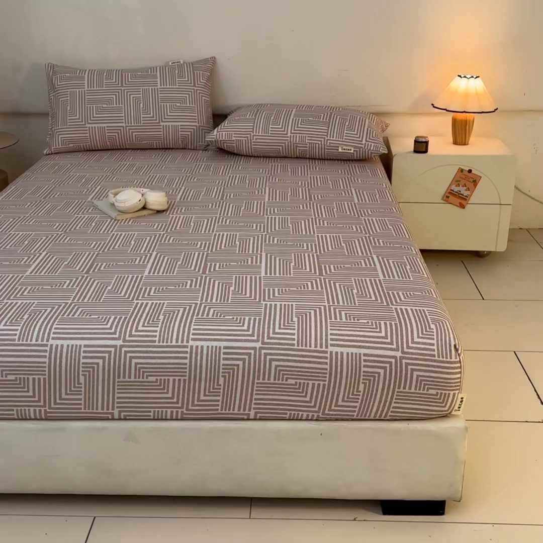 91家纺网 家纺一手货源 找家纺 涵宸家纺 2026新款全棉提花老粗布-单床笠 床笠-格序