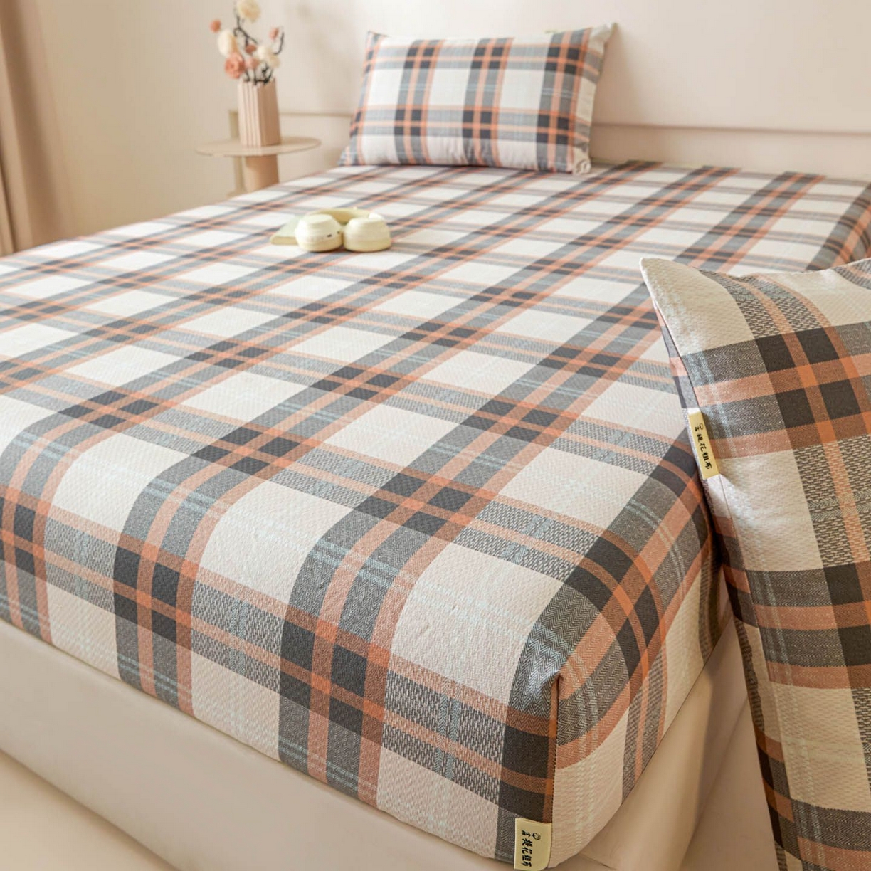 91家纺网 家纺一手货源 找家纺 涵宸家纺 2026新款全棉提花老粗布-单床笠 床笠-光间筑