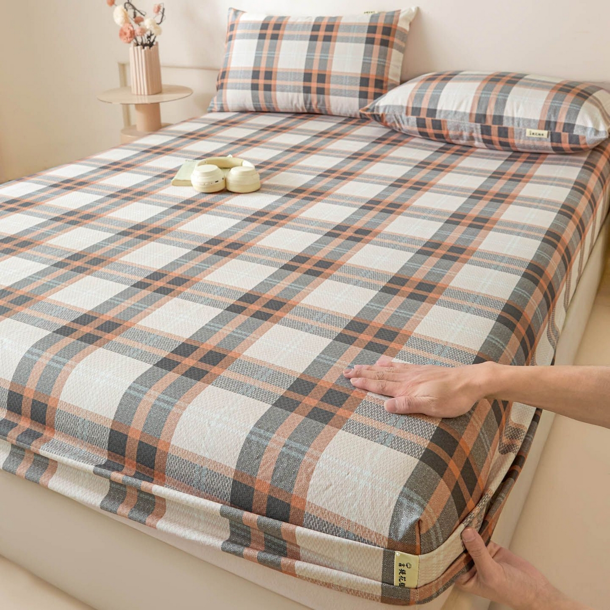 91家纺网 家纺一手货源 找家纺 涵宸家纺 2026新款全棉提花老粗布-单床笠 床笠-光间筑