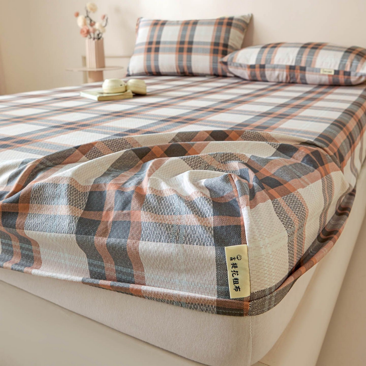 91家纺网 家纺一手货源 找家纺 涵宸家纺 2026新款全棉提花老粗布-单床笠 床笠-光间筑