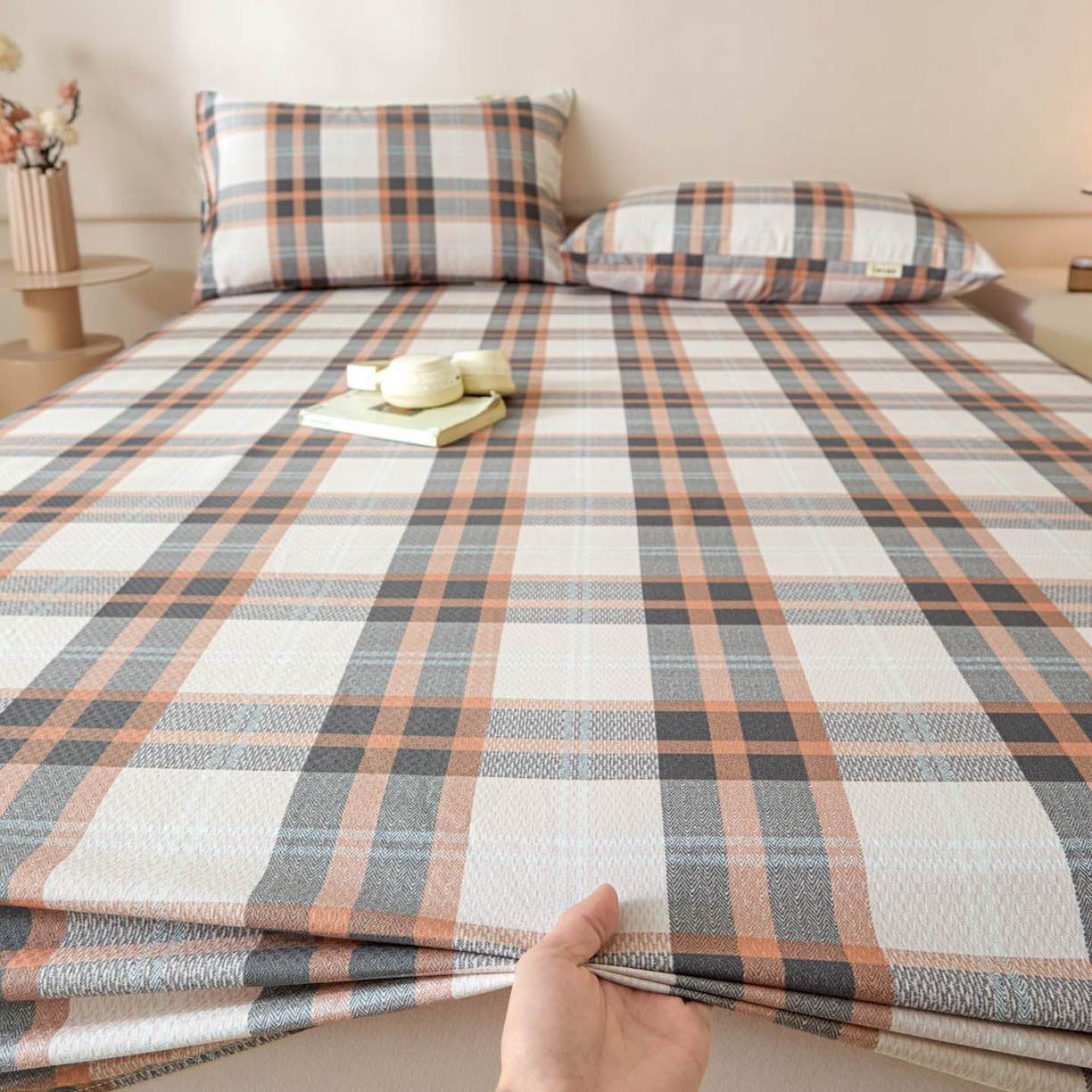 91家纺网 家纺一手货源 找家纺 涵宸家纺 2026新款全棉提花老粗布-单床笠 床笠-光间筑