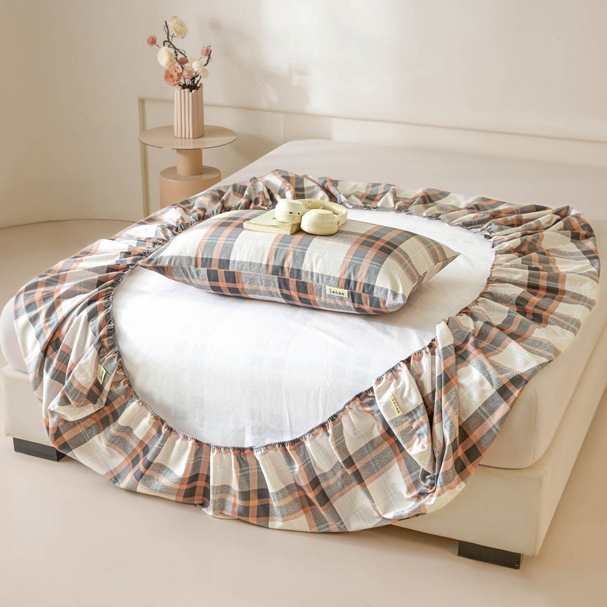 91家纺网 家纺一手货源 找家纺 涵宸家纺 2026新款全棉提花老粗布-单床笠 床笠-光间筑