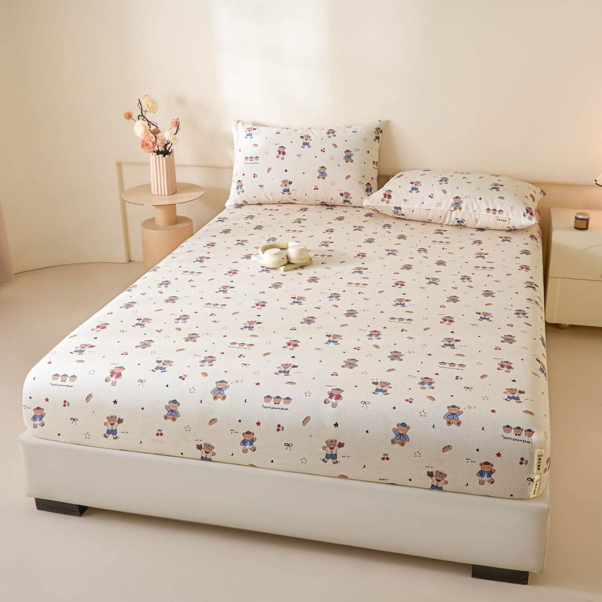 91家纺网 家纺一手货源 找家纺 涵宸家纺 2026新款全棉提花老粗布-单床笠 床笠-活力熊