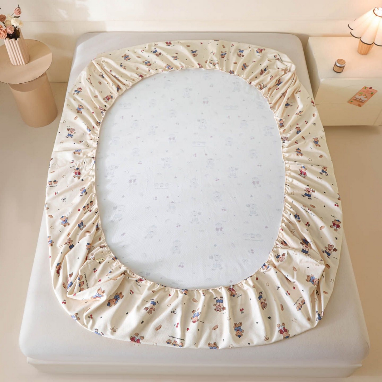 91家纺网 家纺一手货源 找家纺 涵宸家纺 2026新款全棉提花老粗布-单床笠 床笠-活力熊