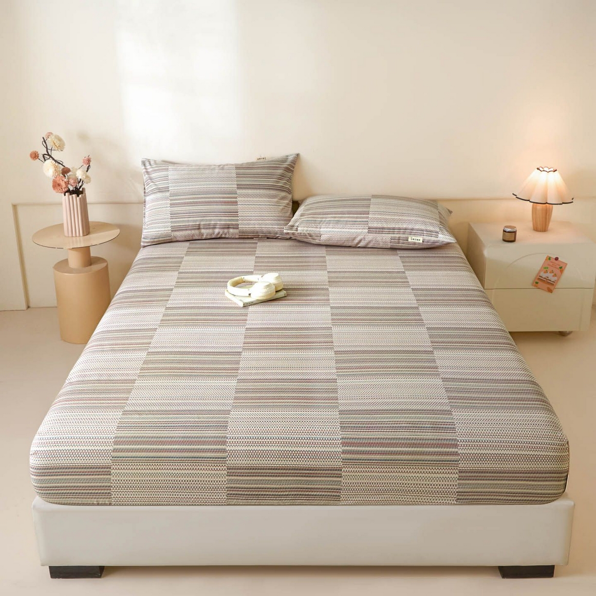 91家纺网 家纺一手货源 找家纺 涵宸家纺 2026新款全棉提花老粗布-单床笠 床笠-经纬格