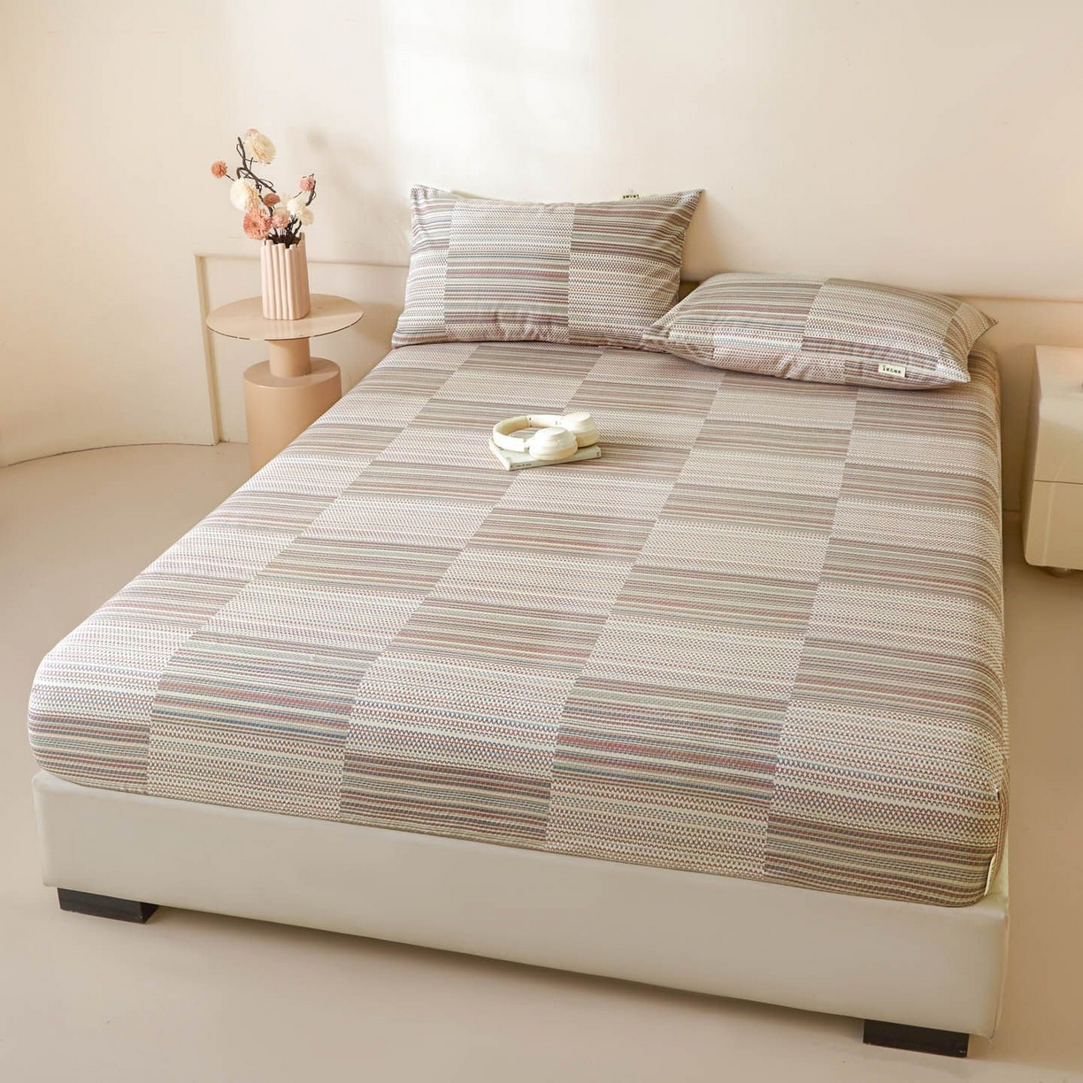 91家纺网 家纺一手货源 找家纺 涵宸家纺 2026新款全棉提花老粗布-单床笠 床笠-经纬格