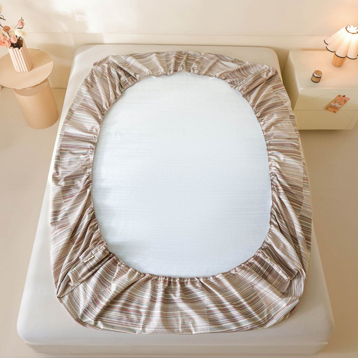 91家纺网 家纺一手货源 找家纺 涵宸家纺 2026新款全棉提花老粗布-单床笠 床笠-经纬格