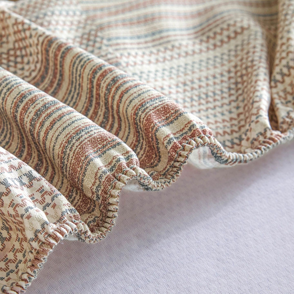 91家纺网 家纺一手货源 找家纺 涵宸家纺 2026新款全棉提花老粗布-单床笠 床笠-经纬格