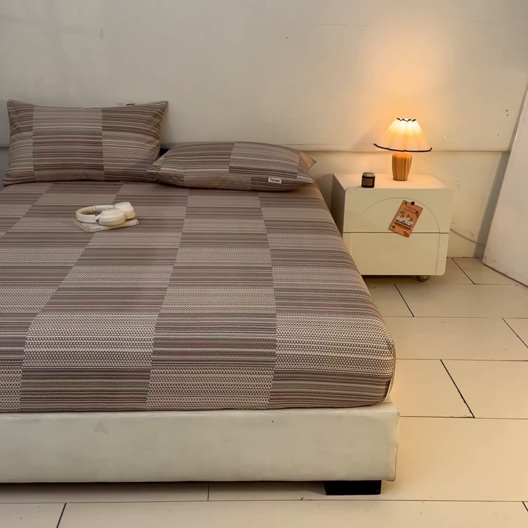 91家纺网 家纺一手货源 找家纺 涵宸家纺 2026新款全棉提花老粗布-单床笠 床笠-经纬格