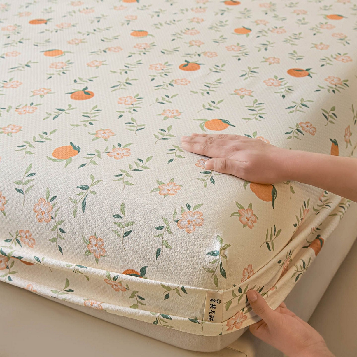 91家纺网 家纺一手货源 找家纺 涵宸家纺 2026新款全棉提花老粗布-单床笠 床笠-桔趣