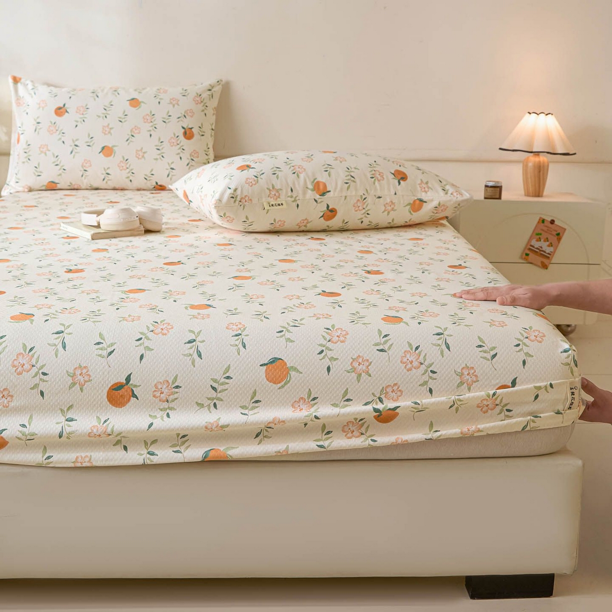 91家纺网 家纺一手货源 找家纺 涵宸家纺 2026新款全棉提花老粗布-单床笠 床笠-桔趣