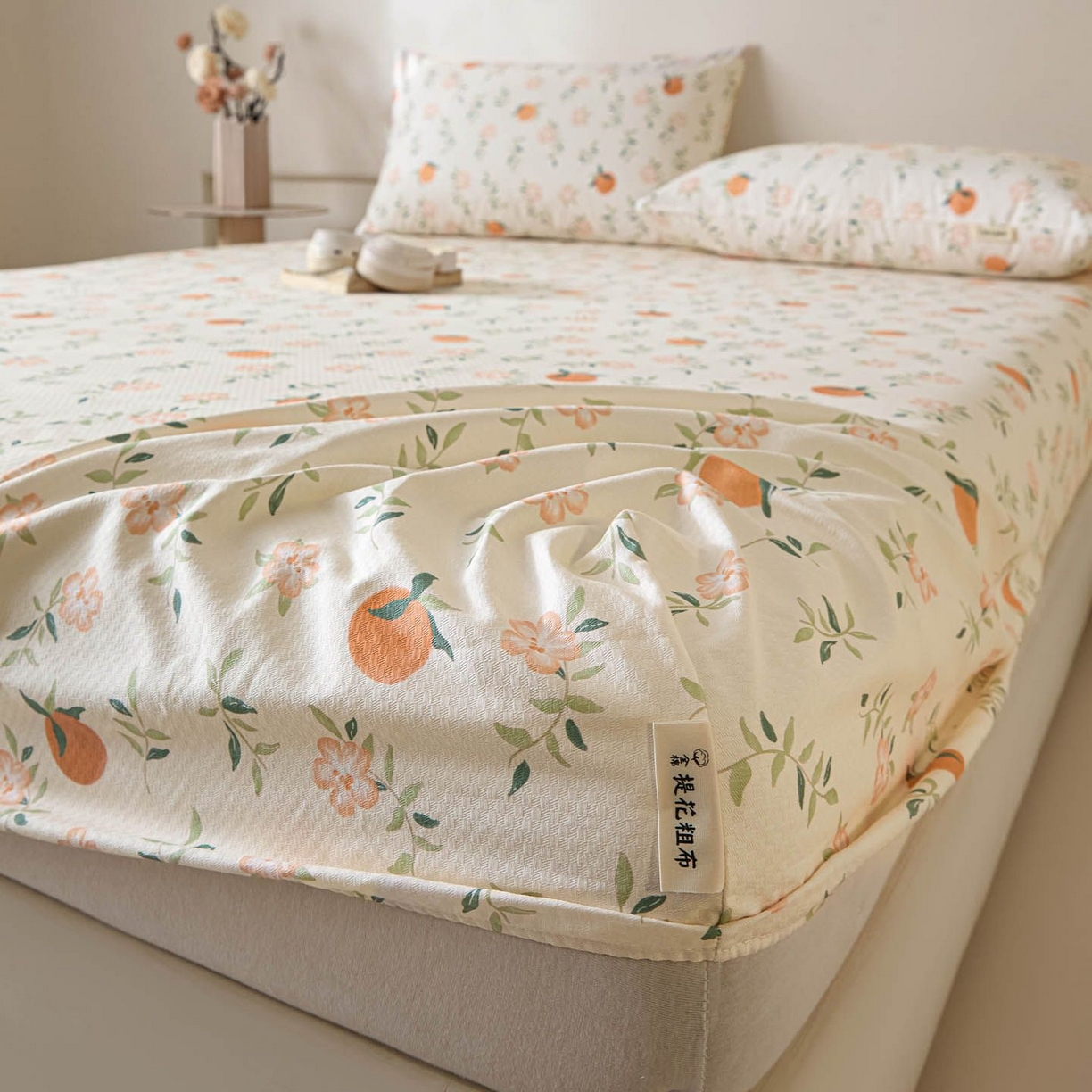 91家纺网 家纺一手货源 找家纺 涵宸家纺 2026新款全棉提花老粗布-单床笠 床笠-桔趣