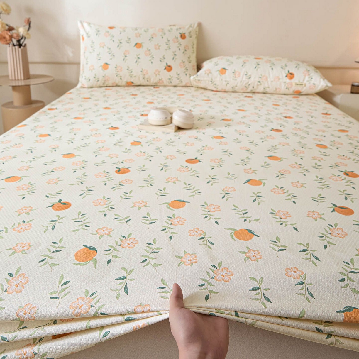 91家纺网 家纺一手货源 找家纺 涵宸家纺 2026新款全棉提花老粗布-单床笠 床笠-桔趣