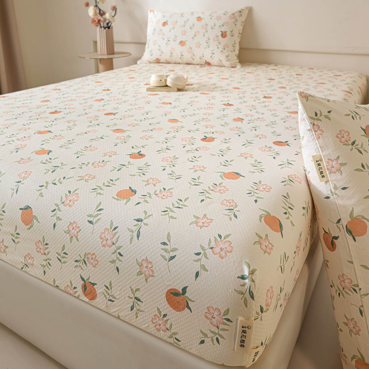 91家纺网 家纺一手货源 找家纺 涵宸家纺 2026新款全棉提花老粗布-单床笠 床笠-桔趣