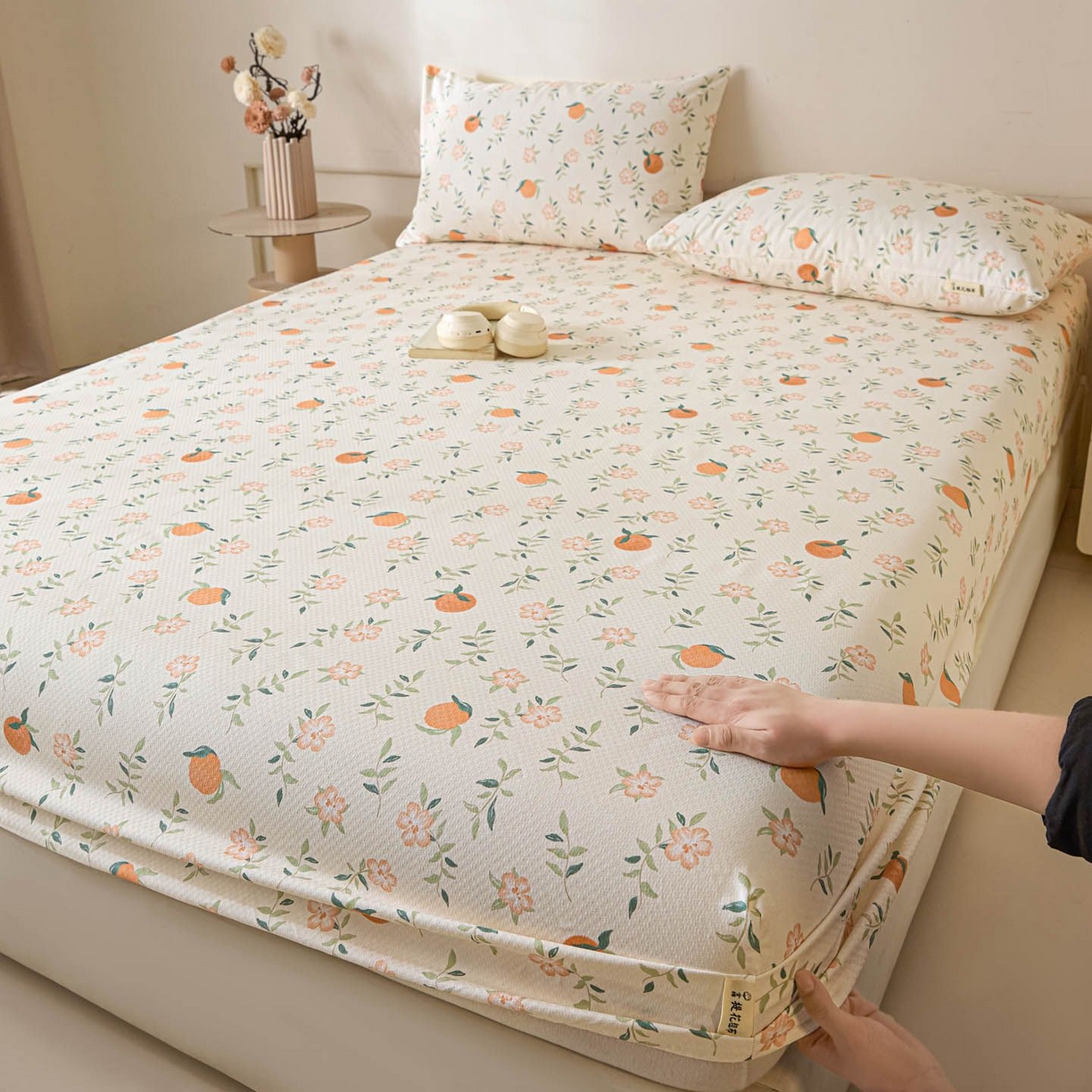 91家纺网 家纺一手货源 找家纺 涵宸家纺 2026新款全棉提花老粗布-单床笠 床笠-桔趣