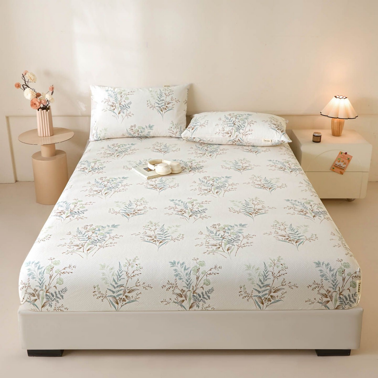 91家纺网 家纺一手货源 找家纺 涵宸家纺 2026新款全棉提花老粗布-单床笠 床笠-绿意然