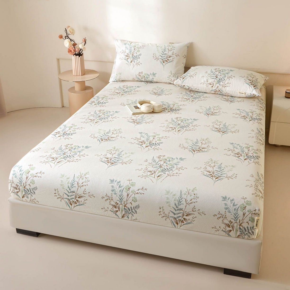 91家纺网 家纺一手货源 找家纺 涵宸家纺 2026新款全棉提花老粗布-单床笠 床笠-绿意然