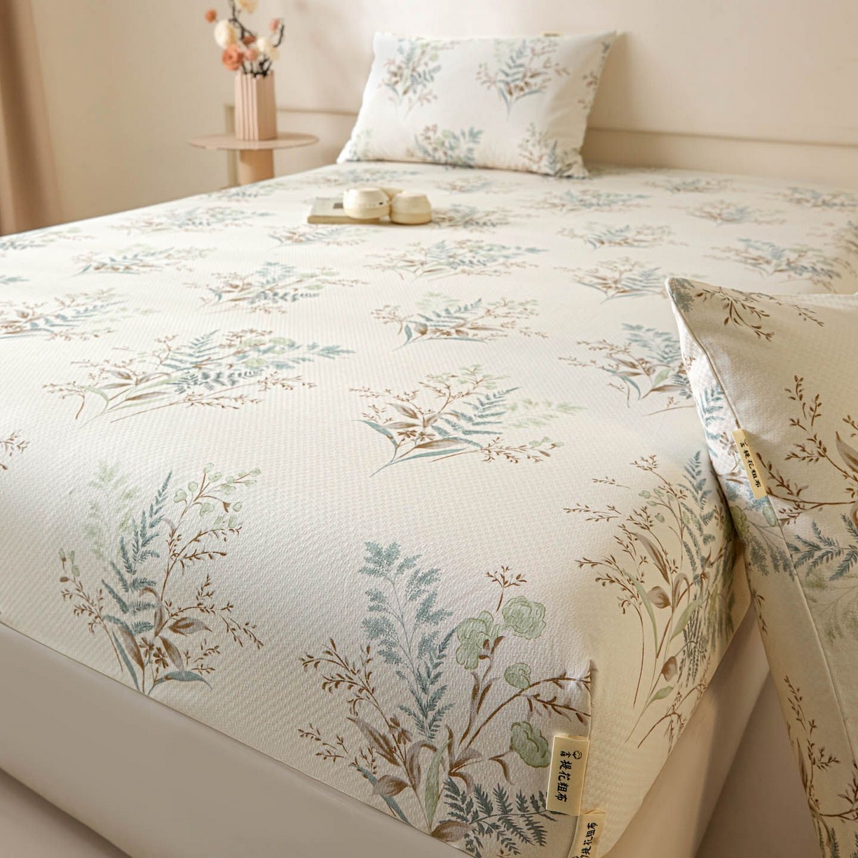 91家纺网 家纺一手货源 找家纺 涵宸家纺 2026新款全棉提花老粗布-单床笠 床笠-绿意然