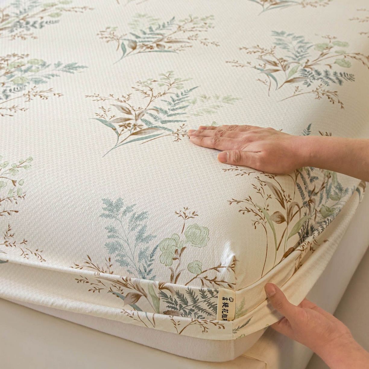 91家纺网 家纺一手货源 找家纺 涵宸家纺 2026新款全棉提花老粗布-单床笠 床笠-绿意然