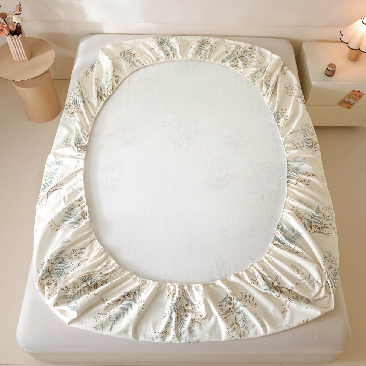 91家纺网 家纺一手货源 找家纺 涵宸家纺 2026新款全棉提花老粗布-单床笠 床笠-绿意然