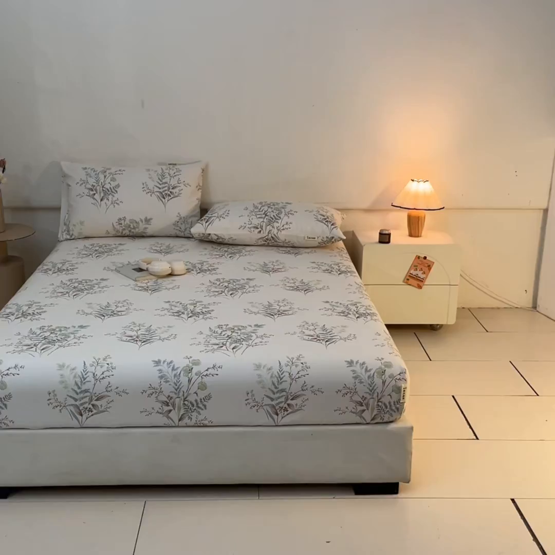 91家纺网 家纺一手货源 找家纺 涵宸家纺 2026新款全棉提花老粗布-单床笠 床笠-绿意然