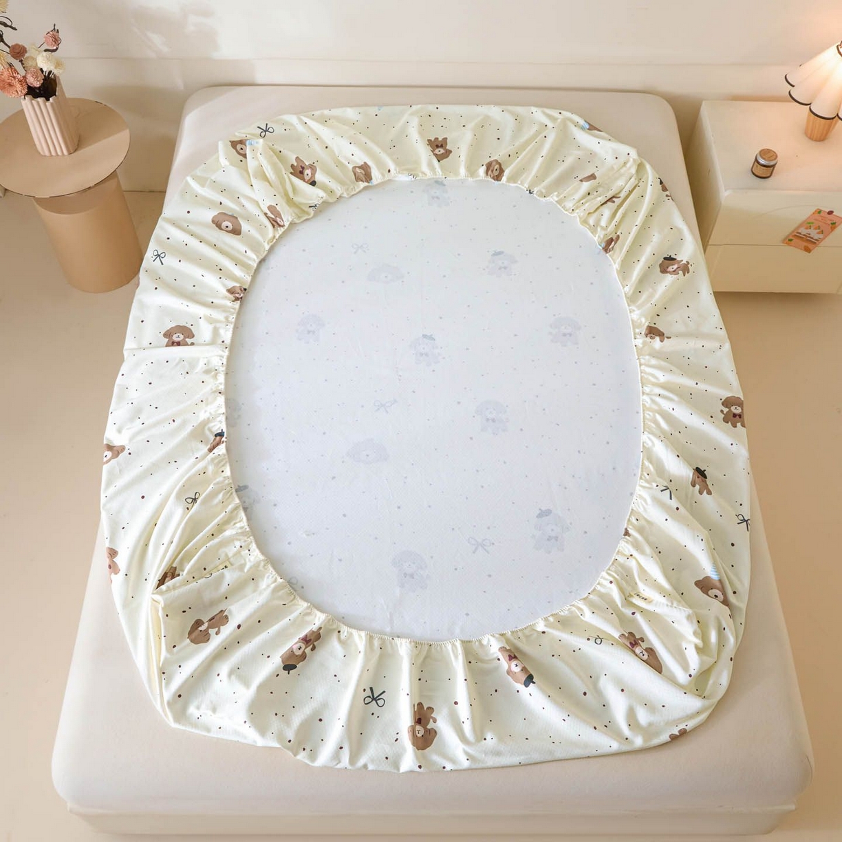 91家纺网 家纺一手货源 找家纺 涵宸家纺 2026新款全棉提花老粗布-单床笠 床笠-萌犬礼