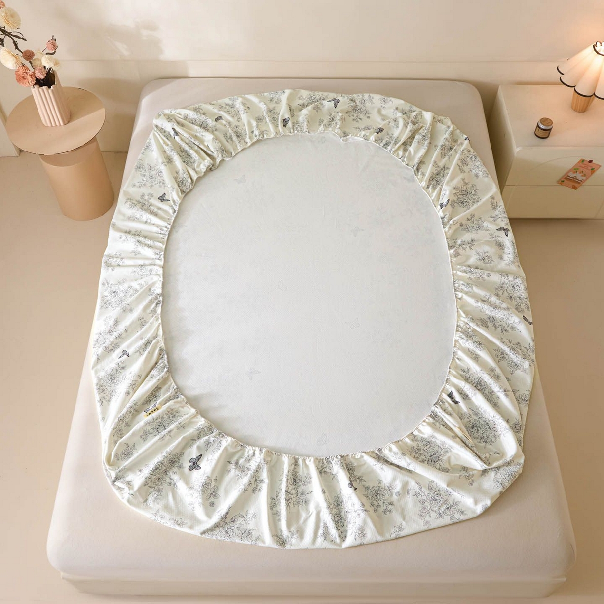 91家纺网 家纺一手货源 找家纺 涵宸家纺 2026新款全棉提花老粗布-单床笠 床笠-墨蝶